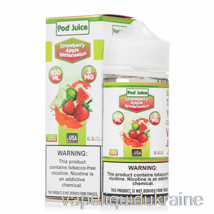 Vape Liquid Ukraine Strawberry Apple Watermelon - Pod Juice - 100mL 0mg